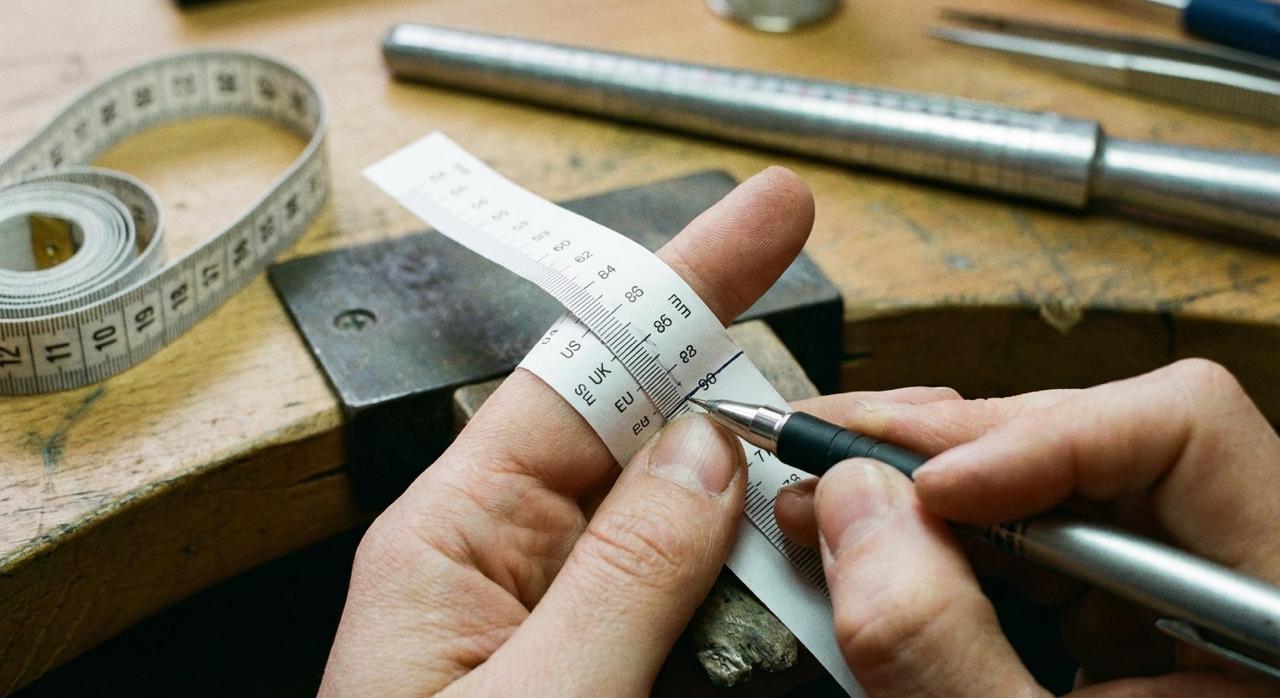 آموزش اندازه گیری سایز انگشتر با پیچیدن نوار کاغذی دور انگشت