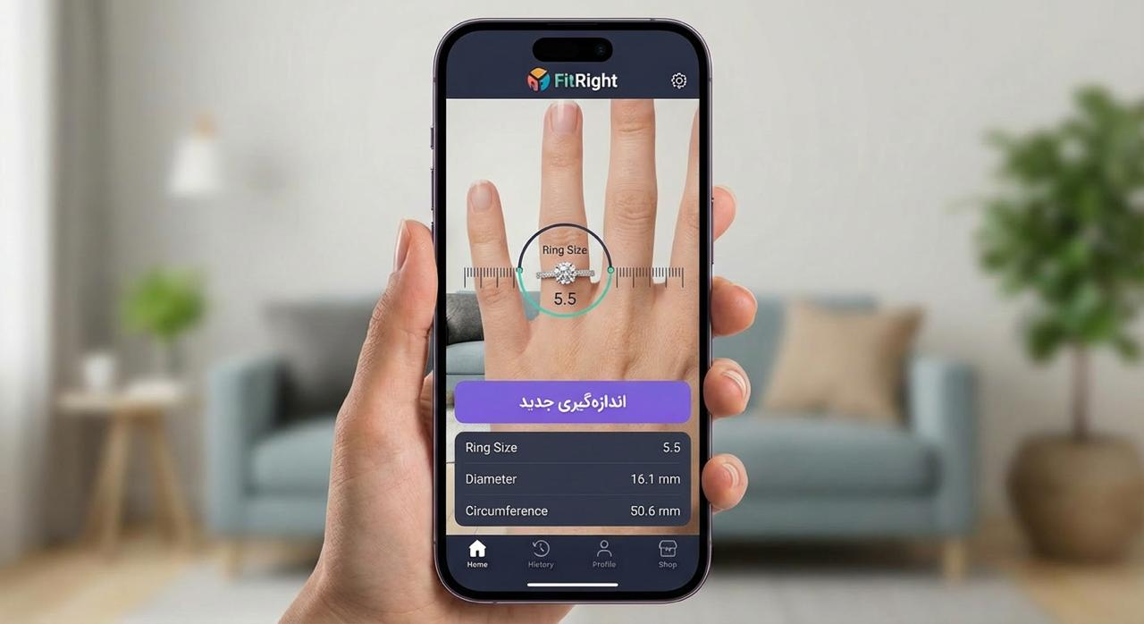 استفاده از اپلیکیشن موبایل برای پیدا کردن سایز انگشتر