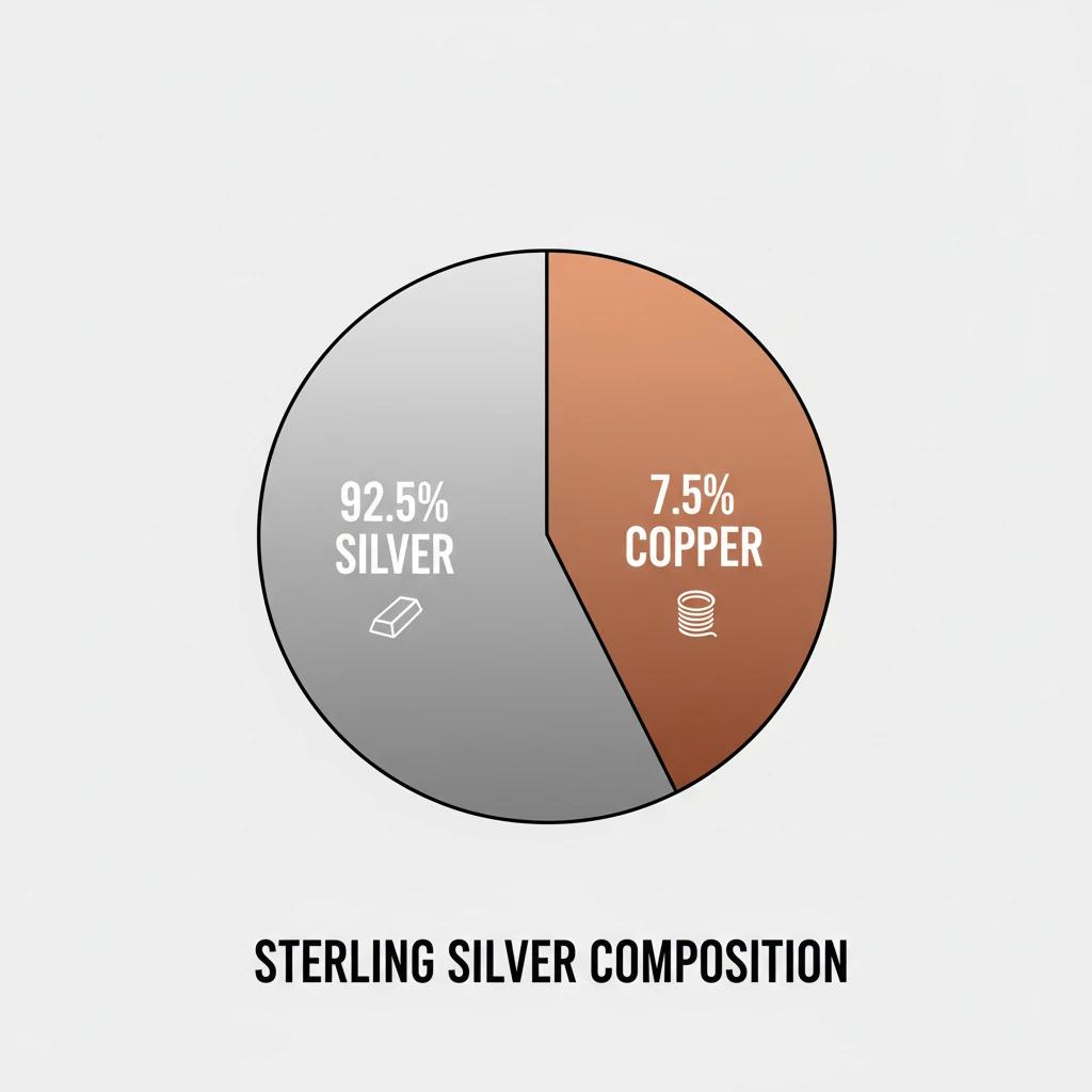نمودار ترکیب مواد تشکیل دهنده نقره استرلینگ شامل نقره خالص و آلیاژ مس
