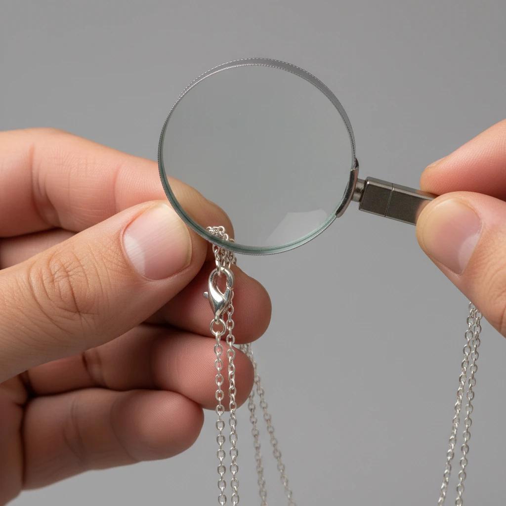 بررسی اصالت جواهرات نقره با چک کردن حک عدد 925 روی قفل گردنبند